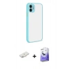 MARSİLYAN™- iPhone 12 Kılıf Ahenk Çizgi Serisi - Siyah Bilvis 5in1 5D Magic Hayalet Cam Ekran Koruyucu + Renkli Kamera Lens Koruma Cam - YL