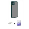 MARSİLYAN™- iPhone 12 Kılıf Ahenk Çizgi Serisi - Siyah Bilvis 5in1 5D Magic Hayalet Cam Ekran Koruyucu + Renkli Kamera Lens Koruma Cam - YL
