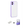 MARSİLYAN™- iPhone 12 Kılıf Ahenk Çizgi Serisi - Siyah Bilvis 5in1 5D Magic Hayalet Cam Ekran Koruyucu + Renkli Kamera Lens Koruma Cam - YL