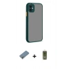 MARSİLYAN™- iPhone 12 Kılıf Ahenk Çizgi Serisi - Siyah Joko Magic 5D Hayalet Cam + Metal Kamera Lens Koruma Cam - AKYL