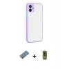 MARSİLYAN™- iPhone 12 Kılıf Ahenk Çizgi Serisi - Siyah Joko Magic 5D Hayalet Cam + Shine Kamera Lens Koruma Cam - GS
