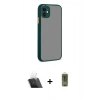 MARSİLYAN™- iPhone 12 Kılıf Ahenk Çizgi Serisi - Siyah Joko Magic 5D Hayalet Cam + Kamera Lens Koruma Cam - SF