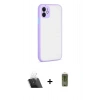 MARSİLYAN™- iPhone 12 Kılıf Ahenk Çizgi Serisi - Siyah Joko Magic 5D Hayalet Cam + Kamera Lens Koruma Cam - SF