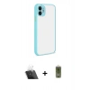 MARSİLYAN™- iPhone 12 Kılıf Ahenk Çizgi Serisi - Siyah Joko Magic 5D Hayalet Cam + Kamera Lens Koruma Cam - SF