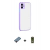 MARSİLYAN™- iPhone 12 Kılıf Ahenk Çizgi Serisi - Siyah Joko Magic 5D Hayalet Cam + Metal Kamera Lens Koruma Cam - KI