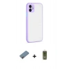 MARSİLYAN™- iPhone 12 Kılıf Ahenk Çizgi Serisi - Siyah Joko Magic 5D Hayalet Cam + Shine Kamera Lens Koruma Cam - PE