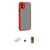 MARSİLYAN™- iPhone 12 Kılıf Ahenk Çizgi Serisi - Siyah Joko Magic 5D Hayalet Cam + Renkli Kamera Lens Koruma Cam - SI