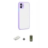 MARSİLYAN™- iPhone 12 Kılıf Ahenk Çizgi Serisi - Siyah Joko Magic 5D Hayalet Cam + Renkli Kamera Lens Koruma Cam - SI