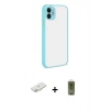 MARSİLYAN™- iPhone 12 Kılıf Ahenk Çizgi Serisi - Siyah Joko Magic 5D Hayalet Cam + Renkli Kamera Lens Koruma Cam - SI