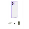 MARSİLYAN™- iPhone 12 Kılıf Ahenk Çizgi Serisi - Siyah Joko Magic 5D Hayalet Cam + Renkli Kamera Lens Koruma Cam - TU