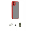 MARSİLYAN™- iPhone 12 Kılıf Ahenk Çizgi Serisi - Siyah Joko Magic 5D Hayalet Cam + Renkli Kamera Lens Koruma Cam - TU