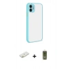 MARSİLYAN™- iPhone 12 Kılıf Ahenk Çizgi Serisi - Siyah Joko Magic 5D Hayalet Cam + Renkli Kamera Lens Koruma Cam - TU
