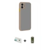 MARSİLYAN™- iPhone 12 Kılıf Ahenk Çizgi Serisi - Siyah Joko Magic 5D Hayalet Cam + Yeşil Rainbow Kamera Lens Koruma Cam