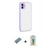 MARSİLYAN™- iPhone 12 Kılıf Ahenk Çizgi Serisi - Siyah Polymer Nano Ekran Koruyucu + Shine Kamera Lens Koruma Cam - GS