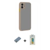 MARSİLYAN™- iPhone 12 Kılıf Ahenk Çizgi Serisi - Siyah Polymer Nano Ekran Koruyucu + Shine Kamera Lens Koruma Cam - GS