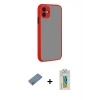 MARSİLYAN™- iPhone 12 Kılıf Ahenk Çizgi Serisi - Siyah Polymer Nano Ekran Koruyucu + Shine Kamera Lens Koruma Cam - GS