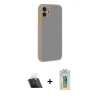 MARSİLYAN™- iPhone 12 Kılıf Ahenk Çizgi Serisi - Siyah Polymer Nano Ekran Koruyucu + Kamera Lens Koruma Cam - SF
