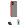 MARSİLYAN™- iPhone 12 Kılıf Ahenk Çizgi Serisi - Siyah Polymer Nano Ekran Koruyucu + Kamera Lens Koruma Cam - SF