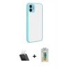MARSİLYAN™- iPhone 12 Kılıf Ahenk Çizgi Serisi - Siyah Polymer Nano Ekran Koruyucu + Kamera Lens Koruma Cam - SF