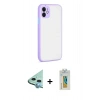 MARSİLYAN™- iPhone 12 Kılıf Ahenk Çizgi Serisi - Siyah Polymer Nano Ekran Koruyucu + Raze Metal Kamera Lens - MI