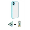 MARSİLYAN™- iPhone 12 Kılıf Ahenk Çizgi Serisi - Siyah Polymer Nano Ekran Koruyucu + Raze Metal Kamera Lens - MI