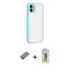 MARSİLYAN™- iPhone 12 Kılıf Ahenk Çizgi Serisi - Siyah Polymer Nano Ekran Koruyucu + Shine Kamera Lens Koruma Cam - MI