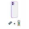 MARSİLYAN™- iPhone 12 Kılıf Ahenk Çizgi Serisi - Siyah Polymer Nano Ekran Koruyucu + Metal Kamera Lens Koruma Cam - KI