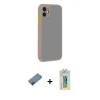 MARSİLYAN™- iPhone 12 Kılıf Ahenk Çizgi Serisi - Siyah Polymer Nano Ekran Koruyucu + Metal Kamera Lens Koruma Cam - KI