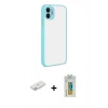 MARSİLYAN™- iPhone 12 Kılıf Ahenk Çizgi Serisi - Siyah Polymer Nano Ekran Koruyucu + Renkli Kamera Lens Koruma Cam - PE