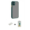 MARSİLYAN™- iPhone 12 Kılıf Ahenk Çizgi Serisi - Siyah Polymer Nano Ekran Koruyucu + Renkli Kamera Lens Koruma Cam - TU