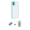MARSİLYAN™- iPhone 12 Kılıf Ahenk Çizgi Serisi - Siyah Polymer Nano Ekran Koruyucu + Shine Kamera Lens Koruma Cam - PE