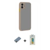 MARSİLYAN™- iPhone 12 Kılıf Ahenk Çizgi Serisi - Siyah Polymer Nano Ekran Koruyucu + Shine Kamera Lens Koruma Cam - GD