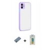 MARSİLYAN™- iPhone 12 Kılıf Ahenk Çizgi Serisi - Siyah Polymer Nano Ekran Koruyucu + Shine Kamera Lens Koruma Cam - GD