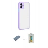 MARSİLYAN™- iPhone 12 Kılıf Ahenk Çizgi Serisi - Siyah Polymer Nano Ekran Koruyucu + Shine Kamera Lens Koruma Cam - SABE
