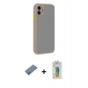 MARSİLYAN™- iPhone 12 Kılıf Ahenk Çizgi Serisi - Siyah Polymer Nano Ekran Koruyucu + Shine Kamera Lens Koruma Cam - SABE