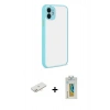 MARSİLYAN™- iPhone 12 Kılıf Ahenk Çizgi Serisi - Siyah Polymer Nano Ekran Koruyucu + Renkli Kamera Lens Koruma Cam - YL