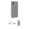MARSİLYAN™- iPhone 12 Kılıf Ahenk Çizgi Serisi - Siyah Polymer Nano Ekran Koruyucu + Renkli Kamera Lens Koruma Cam - YL