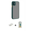 MARSİLYAN™- iPhone 12 Kılıf Ahenk Çizgi Serisi - Siyah Polymer Nano Ekran Koruyucu + Renkli Kamera Lens Koruma Cam - YL