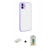 MARSİLYAN™- iPhone 12 Kılıf Ahenk Çizgi Serisi - Siyah Polymer Nano Ekran Koruyucu + Renkli Kamera Lens Koruma Cam - YL