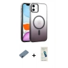 MARSİLYAN™- iPhone 12 Kılıf Ahenk Doku Özel Seri - Şeffaf Pasifik Cam Ekran Koruyucu + Metal Kamera Lens Koruma Cam - MI