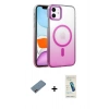 MARSİLYAN™- iPhone 12 Kılıf Ahenk Doku Özel Seri - Şeffaf Pasifik Cam Ekran Koruyucu + Shine Kamera Lens Koruma Cam - PE