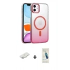 MARSİLYAN™- iPhone 12 Kılıf Ahenk Doku Özel Seri - Şeffaf Pasifik Cam Ekran Koruyucu + Renkli Kamera Lens Koruma Cam - SI