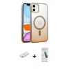 MARSİLYAN™- iPhone 12 Kılıf Ahenk Doku Özel Seri - Şeffaf Pasifik Cam Ekran Koruyucu + Renkli Kamera Lens Koruma Cam - SI