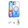 MARSİLYAN™- iPhone 12 Kılıf Ahenk Doku Özel Seri - Şeffaf Pasifik Cam Ekran Koruyucu + Renkli Kamera Lens Koruma Cam - SI