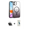 MARSİLYAN™- iPhone 12 Kılıf Ahenk Doku Özel Seri - Şeffaf Pasifik Cam Ekran Koruyucu + Kamera Lens Koruma Cam - SF