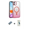MARSİLYAN™- iPhone 12 Kılıf Ahenk Doku Özel Seri - Şeffaf Pasifik Cam Ekran Koruyucu + Shine Kamera Lens Koruma Cam - GD
