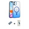 MARSİLYAN™- iPhone 12 Kılıf Ahenk Doku Özel Seri - Şeffaf Pasifik Cam Ekran Koruyucu + Shine Kamera Lens Koruma Cam - GD