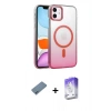 MARSİLYAN™- iPhone 12 Kılıf Ahenk Doku Özel Seri - Siyah Bilvis 5in1 3D Magic Cam Ekran Koruyucu + Mavi Shine Kamera Lens Koruma Cam