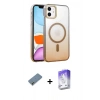 MARSİLYAN™- iPhone 12 Kılıf Ahenk Doku Özel Seri - Siyah Bilvis 5in1 3D Magic Cam Ekran Koruyucu + Metal Kamera Lens Koruma Cam - AKYL