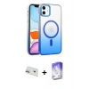 MARSİLYAN™- iPhone 12 Kılıf Ahenk Doku Özel Seri - Siyah Bilvis 5in1 3D Magic Cam Ekran Koruyucu + Rainbow Kamera Lens Koruma Cam - YL